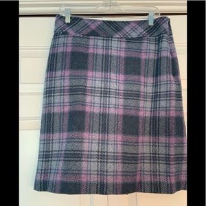 LL Bean Blue/Lavender Wool Plaid Skirt, Sz. 8